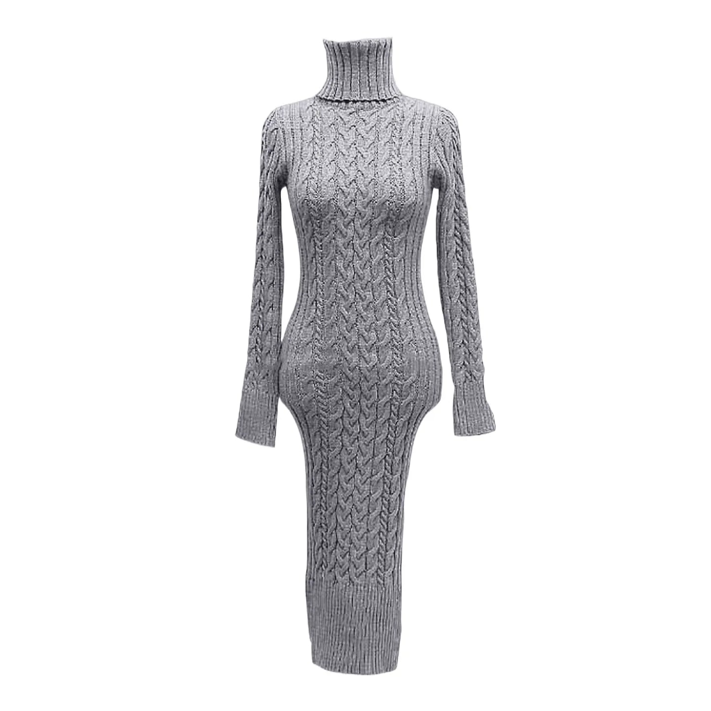 Cable Knit Turtleneck Sweater Dress – Stylish and Cozy Winter Wardrobe Essential