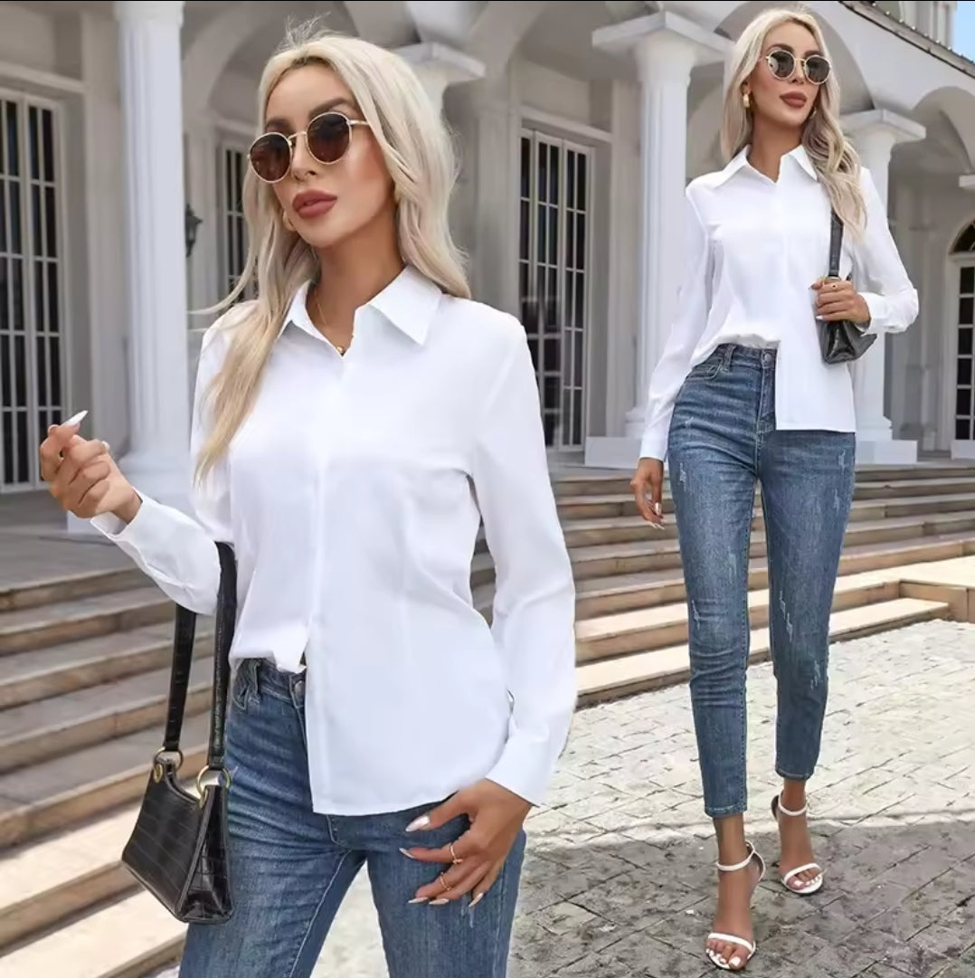 Classic Collar Button-Up Blouse