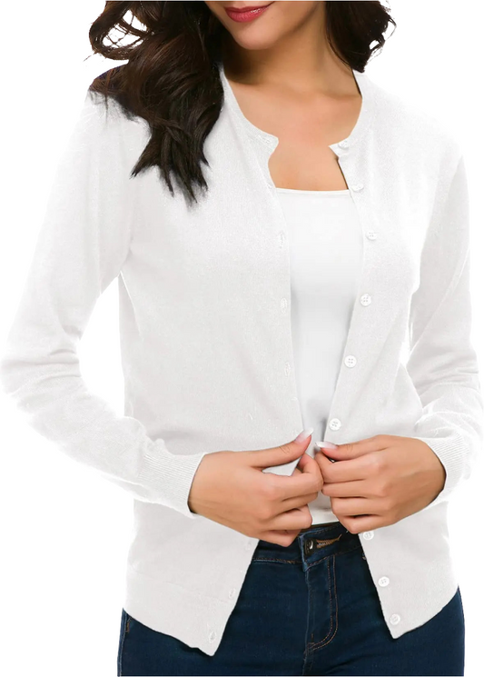 Classic White Button-Down Sweater