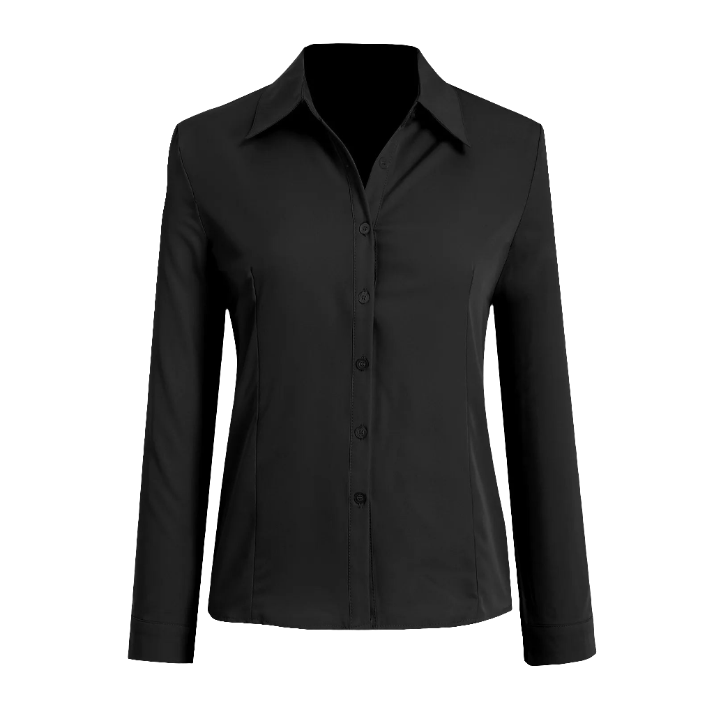 Classic Women's Button-Up Blouse – Long Sleeve Office and Formal Shirt