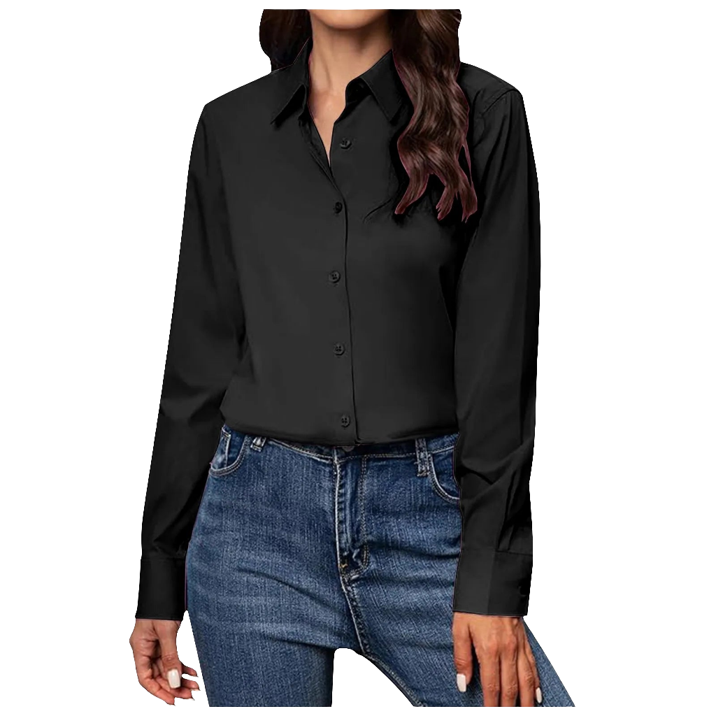 Classic Women's Button-Up Blouse – Long Sleeve Office and Formal 