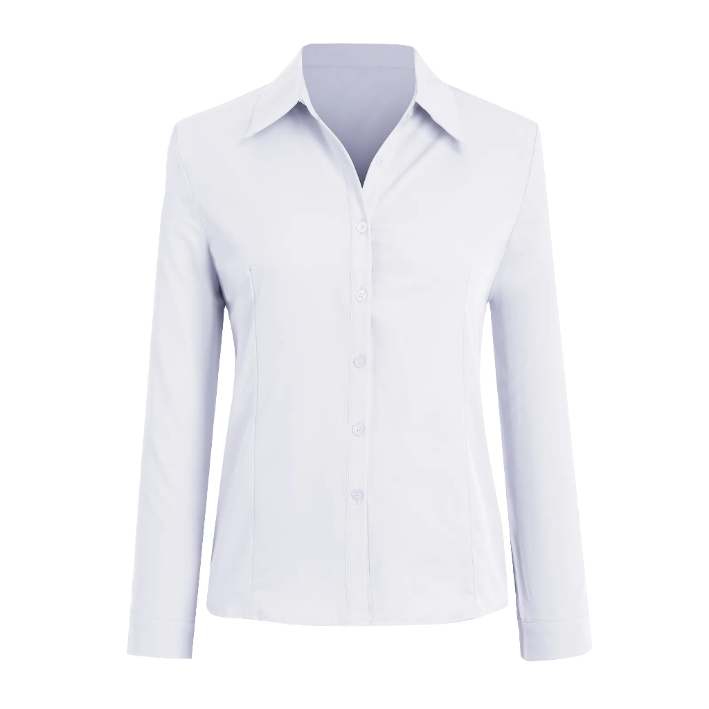 Classic Women's Button-Up Blouse – Long Sleeve Office and Formal 