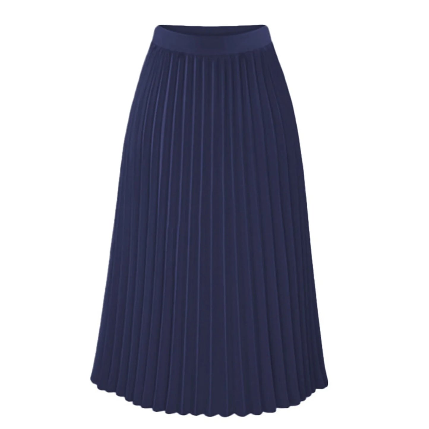 Women's Pleated Midi Skirt – High-Waisted A-Line Skirt in Cream, Red, and Navy