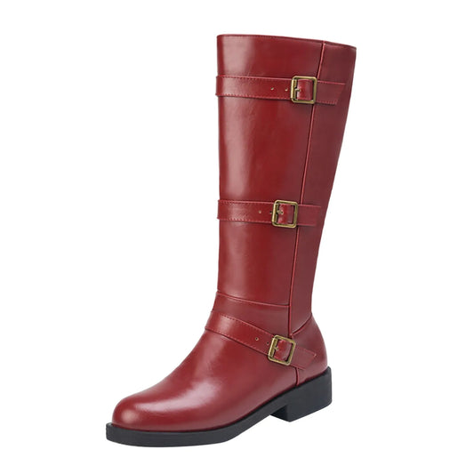 Women's Knee-High Riding Boots – Equestrian Style with Buckle Detailing