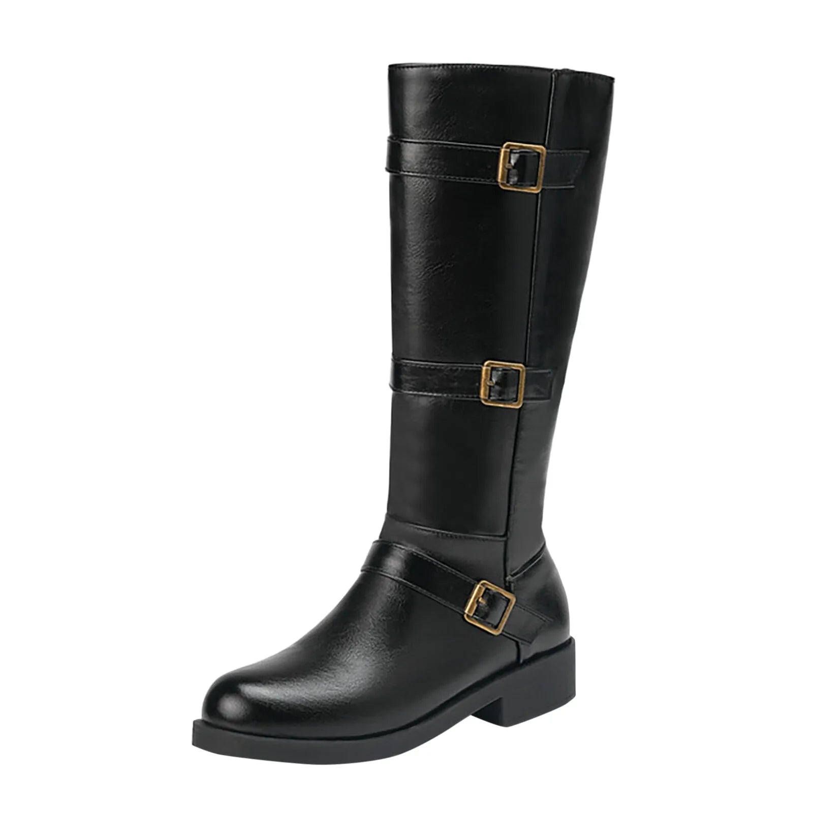 Women's Knee-High Riding Boots – Equestrian Style with Buckle Detailing