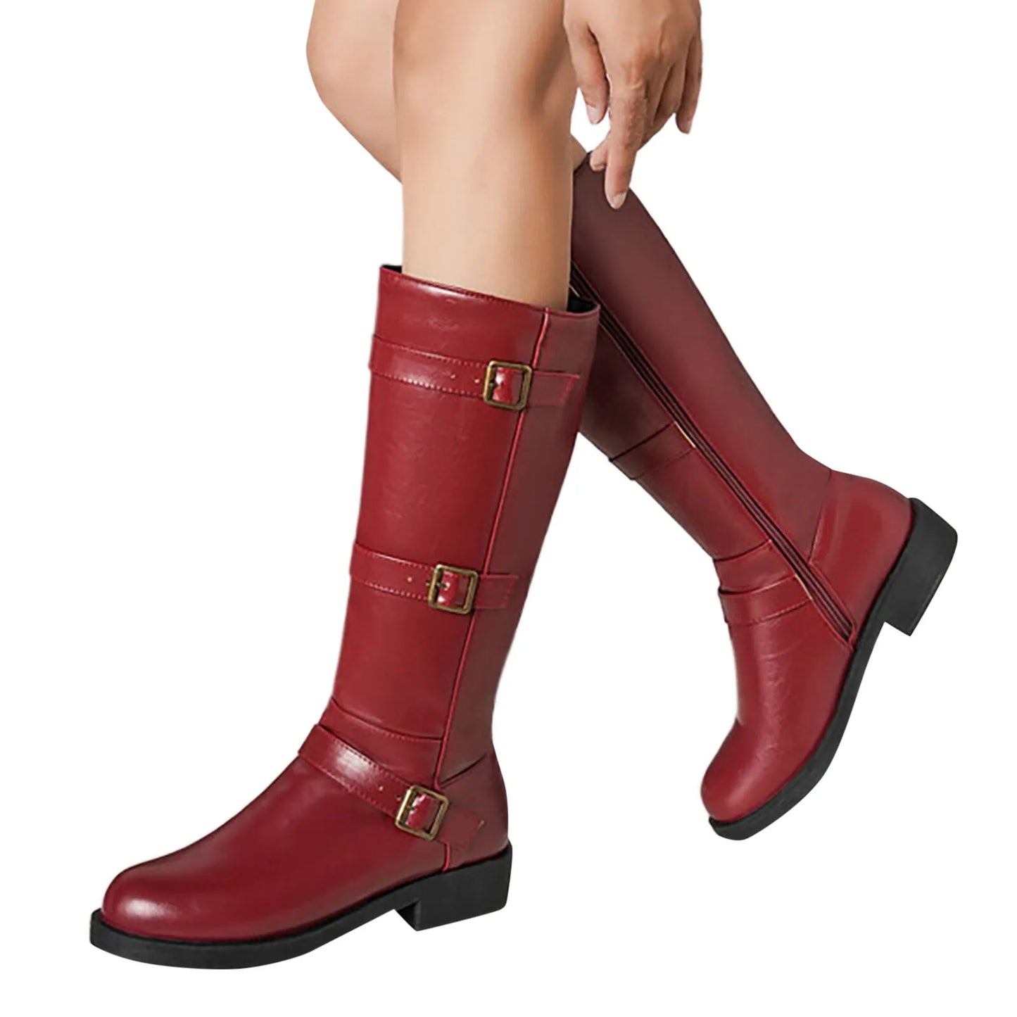 Women's Knee-High Riding Boots – Equestrian Style with Buckle Detailing