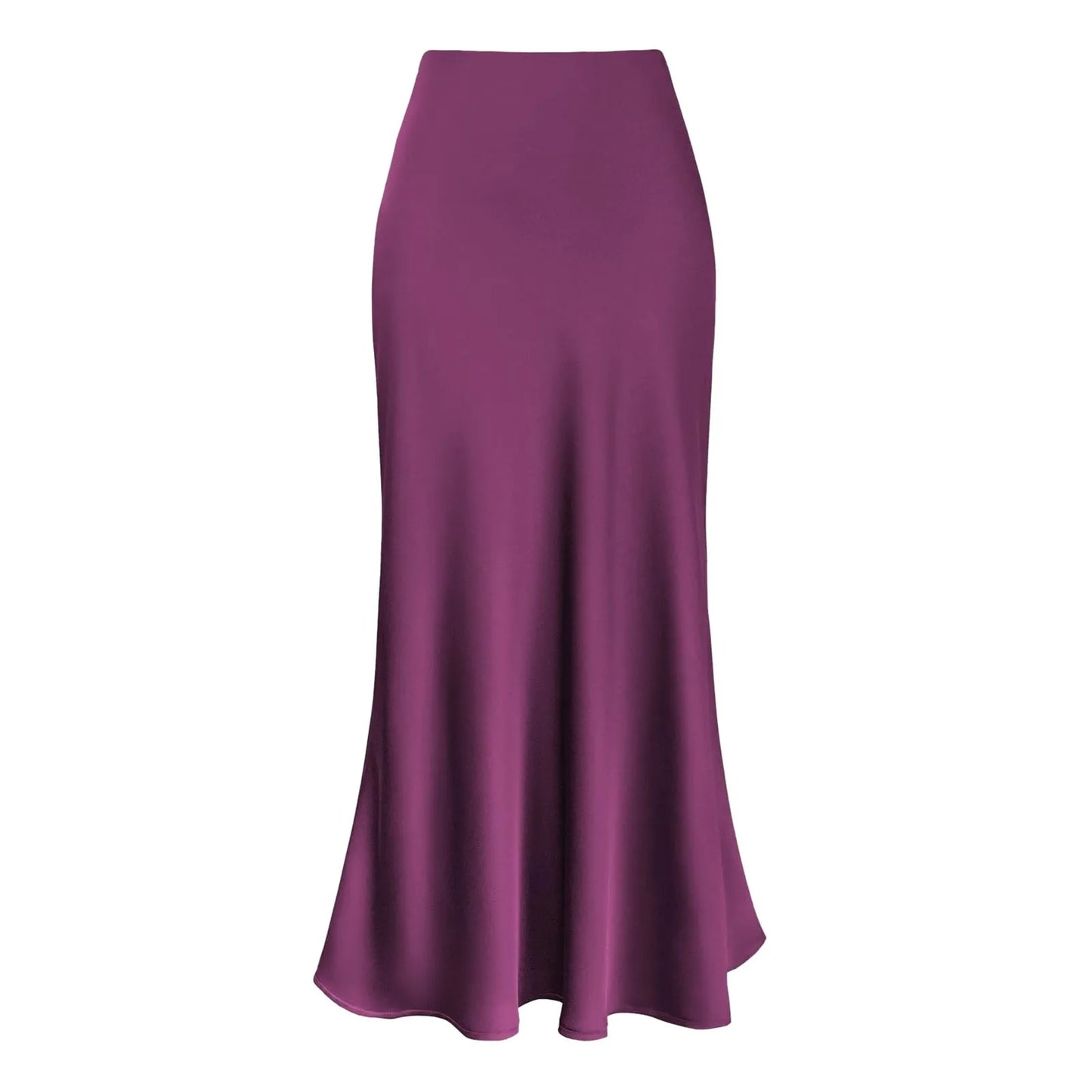 Women's Satin Midi Skirt – High-Waisted Silky Skirt with Flowing Hem