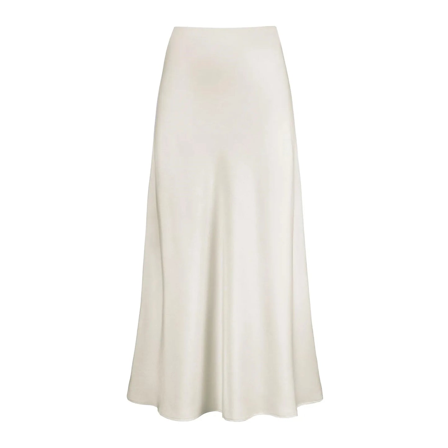 Women's Satin Midi Skirt – High-Waisted Silky Skirt with Flowing Hem