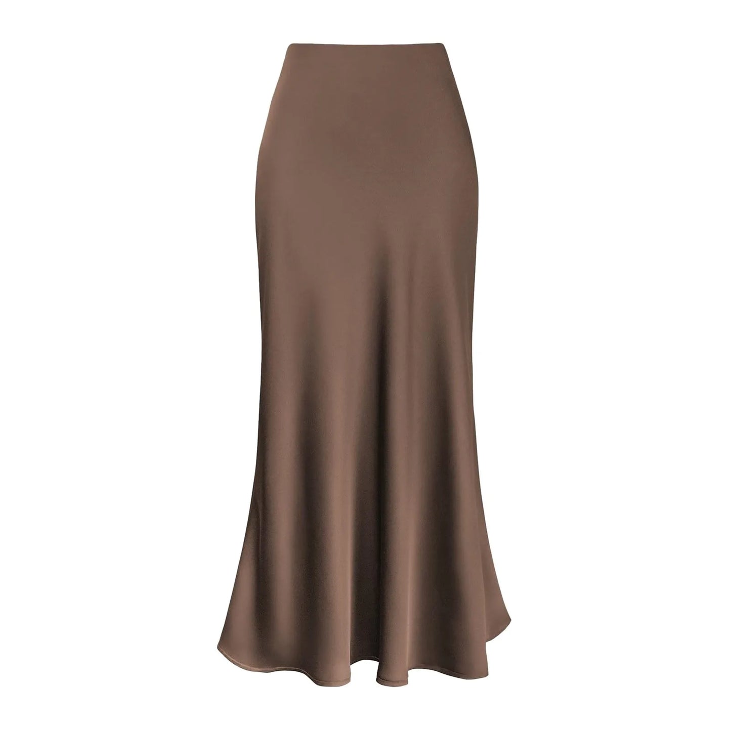 Women's Satin Midi Skirt – High-Waisted Silky Skirt with Flowing Hem