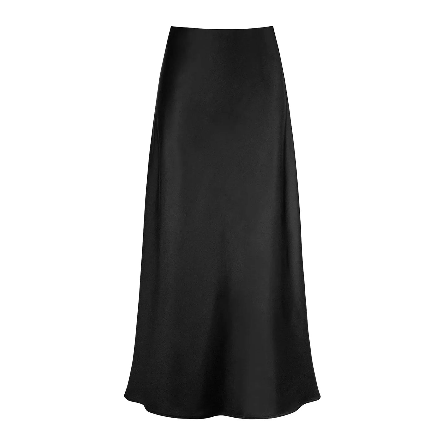 Women's Satin Midi Skirt – High-Waisted Silky Skirt with Flowing Hem