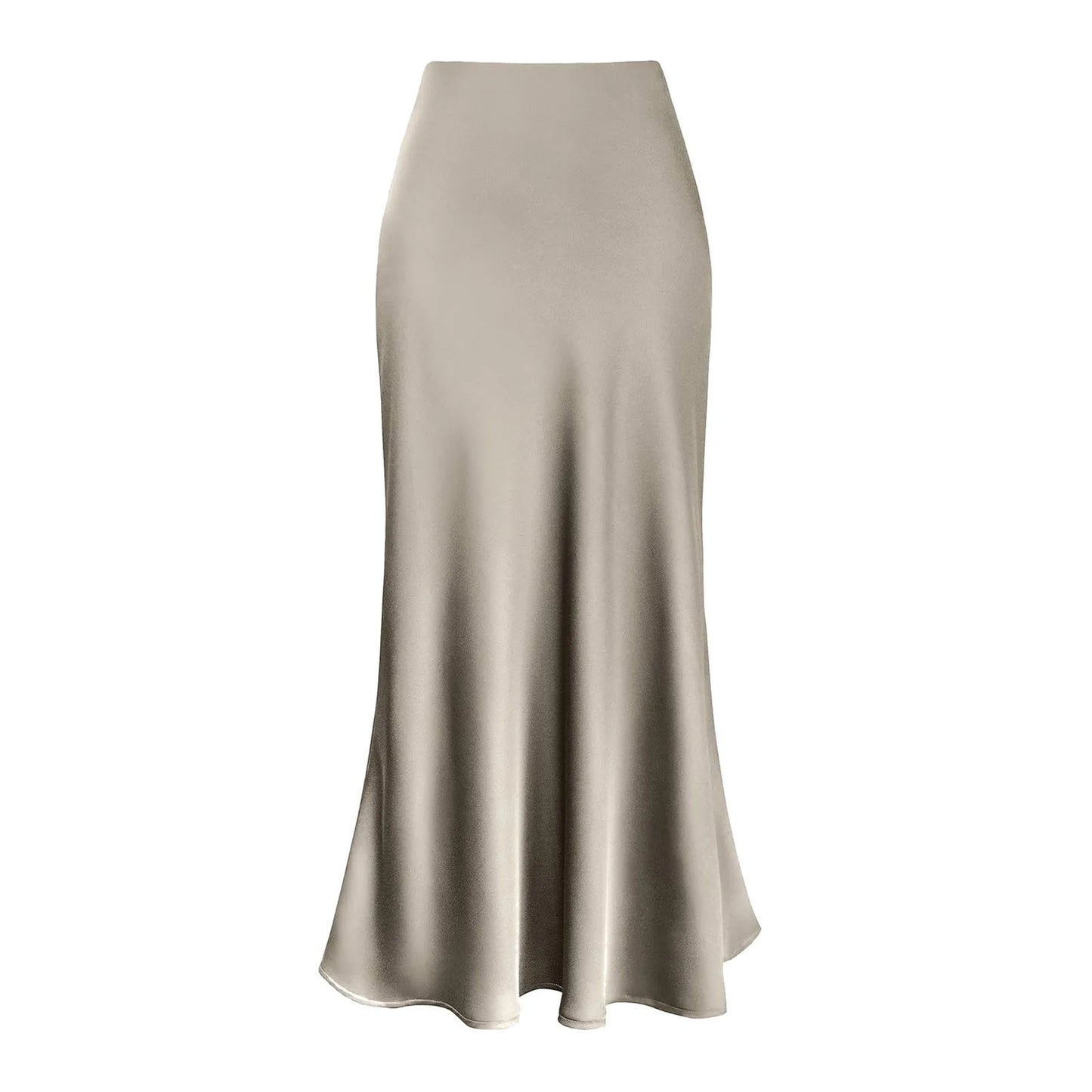 Women's Satin Midi Skirt – High-Waisted Silky Skirt with Flowing Hem