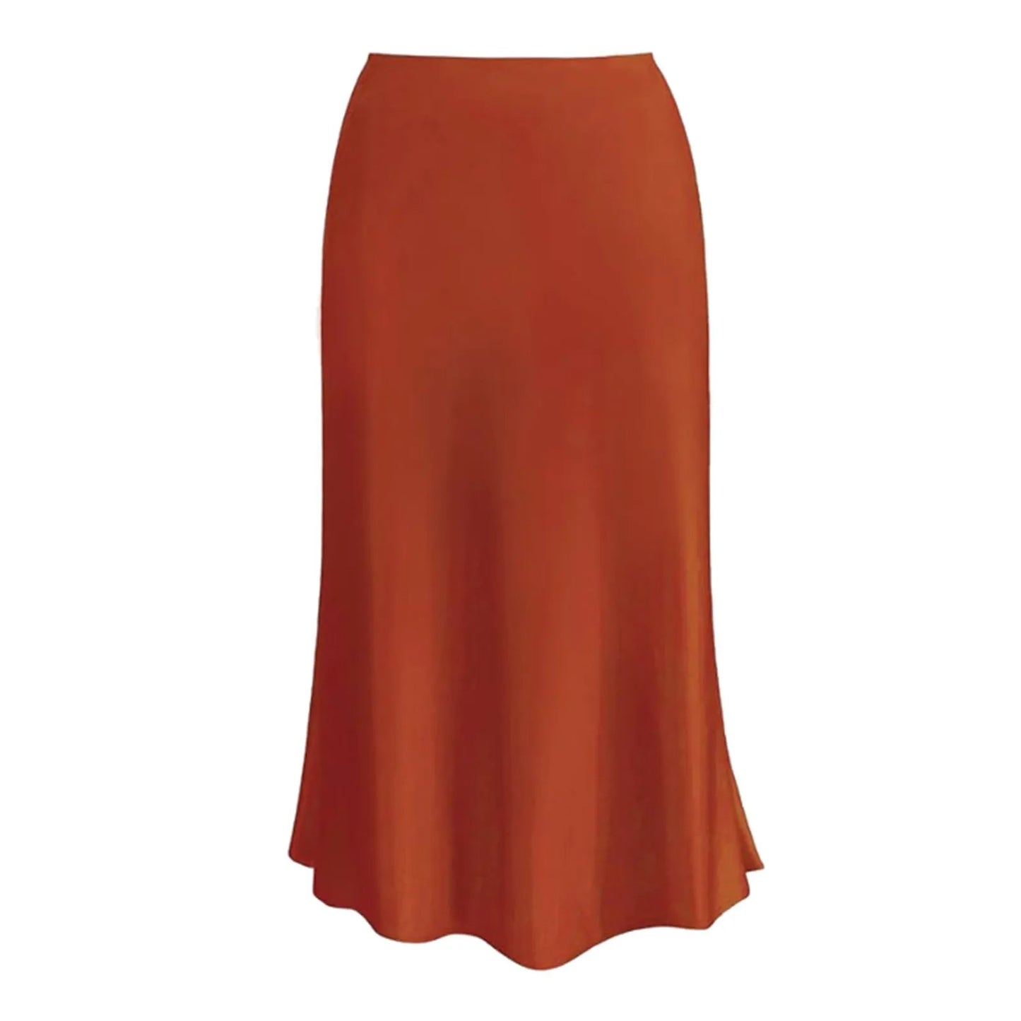 Women's Satin Midi Skirt – High-Waisted Silky Skirt with Flowing Hem