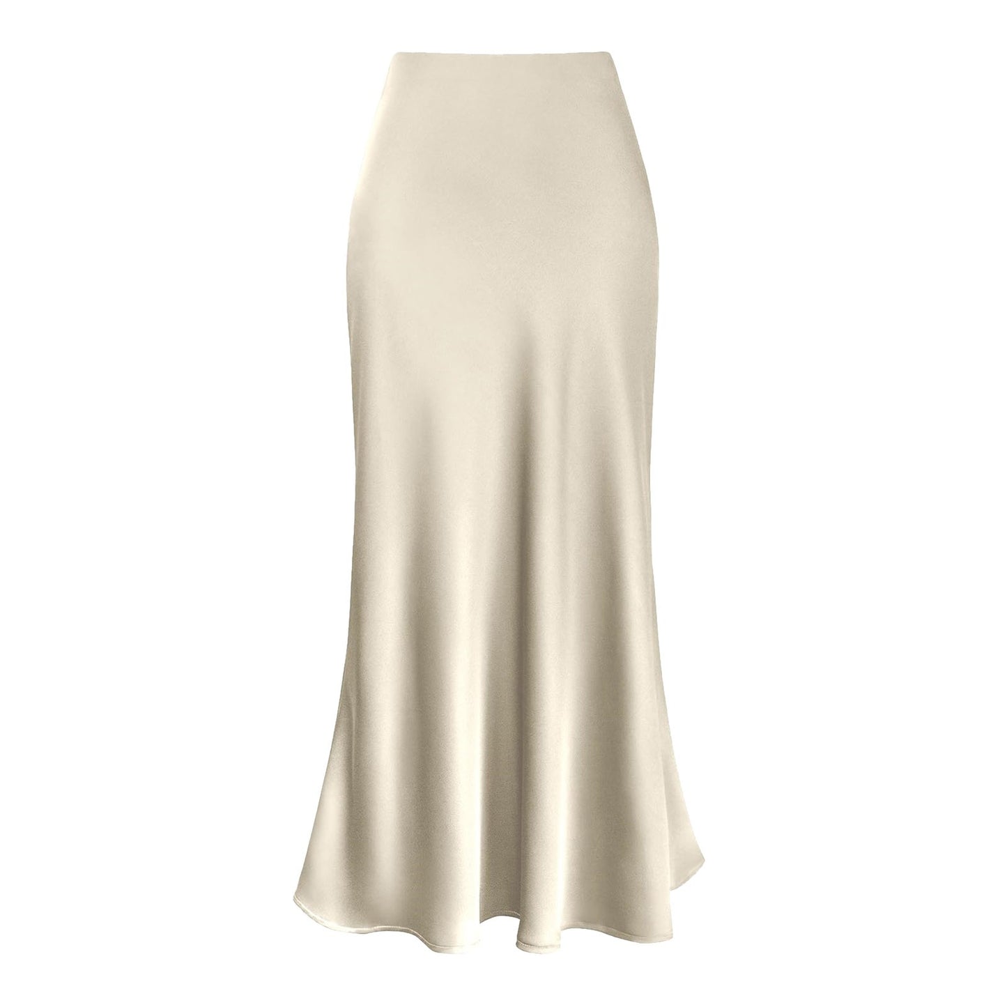 Women's Satin Midi Skirt – High-Waisted Silky Skirt with Flowing Hem