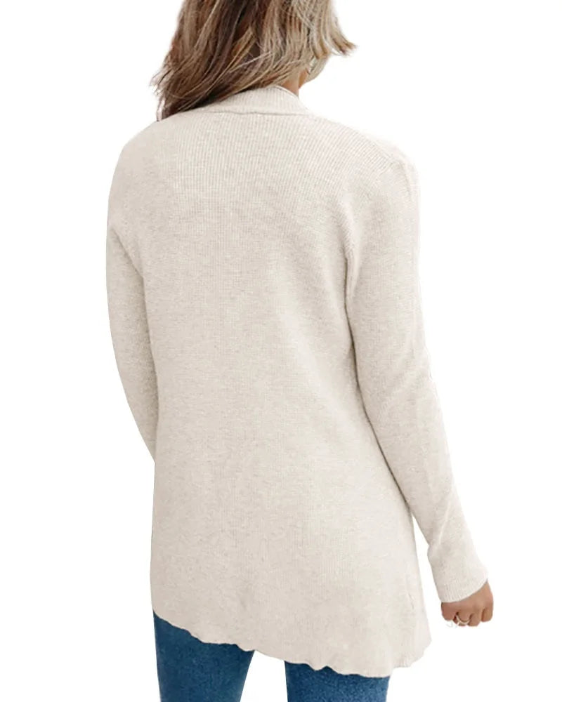 Women's Open Front Knit Cardigan with Pockets – Cozy Casual Layering Sweater