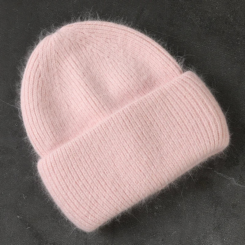 Knitted Rabbit Fur Beanie