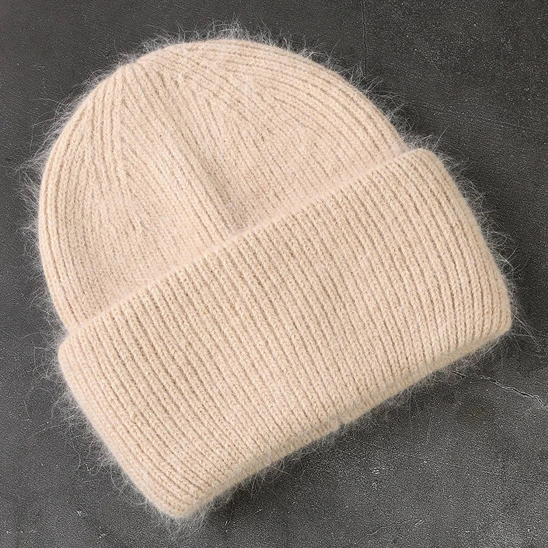 Knitted Rabbit Fur Beanie